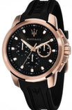 Maserati SFIDA Chronograph Black Dial Black Rubber Strap Watch For Men - R851123008