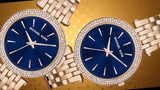 Michael Kors Darci Blue Dial Gold Steel Strap Watch for Women - MK3406