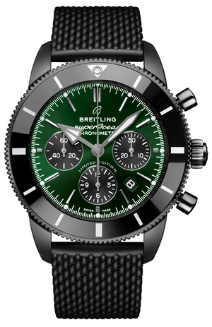 Breitling Superocean Heritage B01 Chronograph 44 Green Dial Black Mesh Bracelet Watch for Men - MB01621A1L1S1
