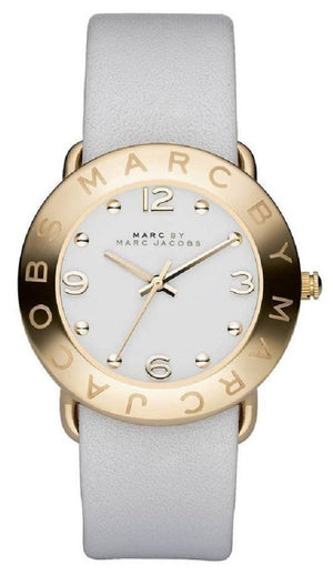 Marc Jacobs Amy White Dial White Leather Strap Watch for Women - MBM1150