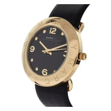 Marc Jacobs Amy Black Dial Black Leather Strap Watch for Women - MBM1154