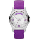 Marc Jacobs Baby Dave Silver Dial Purple Leather Strap Watch for Women - MBM1262