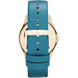 Marc Jacobs Baby Dave Gold Dial Blue Leather Strap Watch for Women - MBM1263
