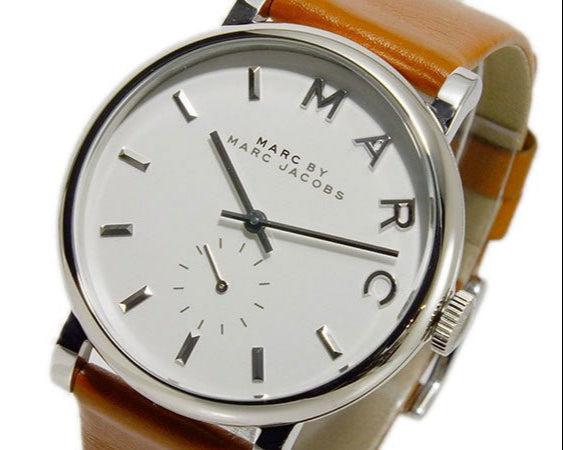 Marc Jacobs Baker White Dial Brown Leather Strap Watch for Women - MBM1265