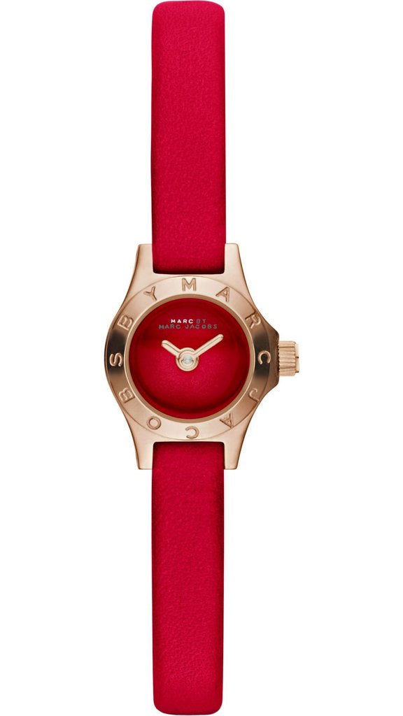 Marc Jacobs Blade Red Dial Red Leather Strap Watch for Women - MBM1343