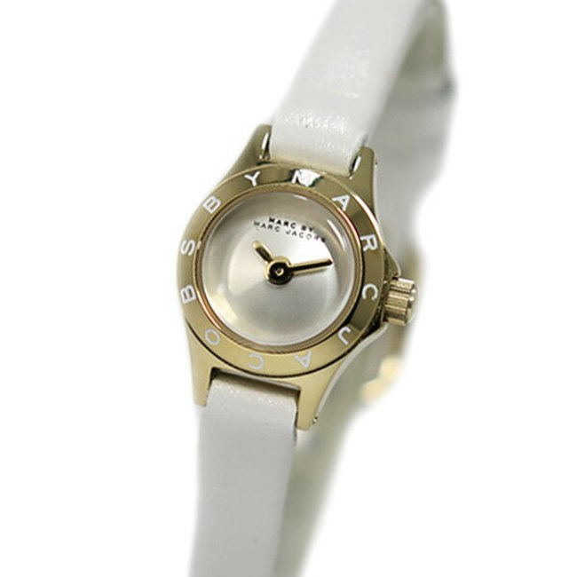Marc Jacobs Blade White Dial White Leather Strap Watch for Women - MBM1344