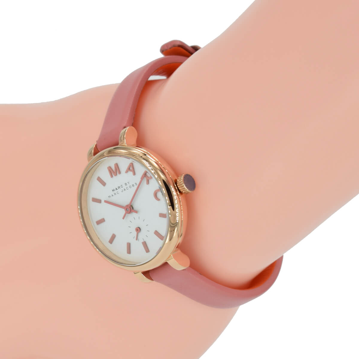 Marc Jacobs Sally White Dial Orange Leather Strap Watch for Women - MBM1355