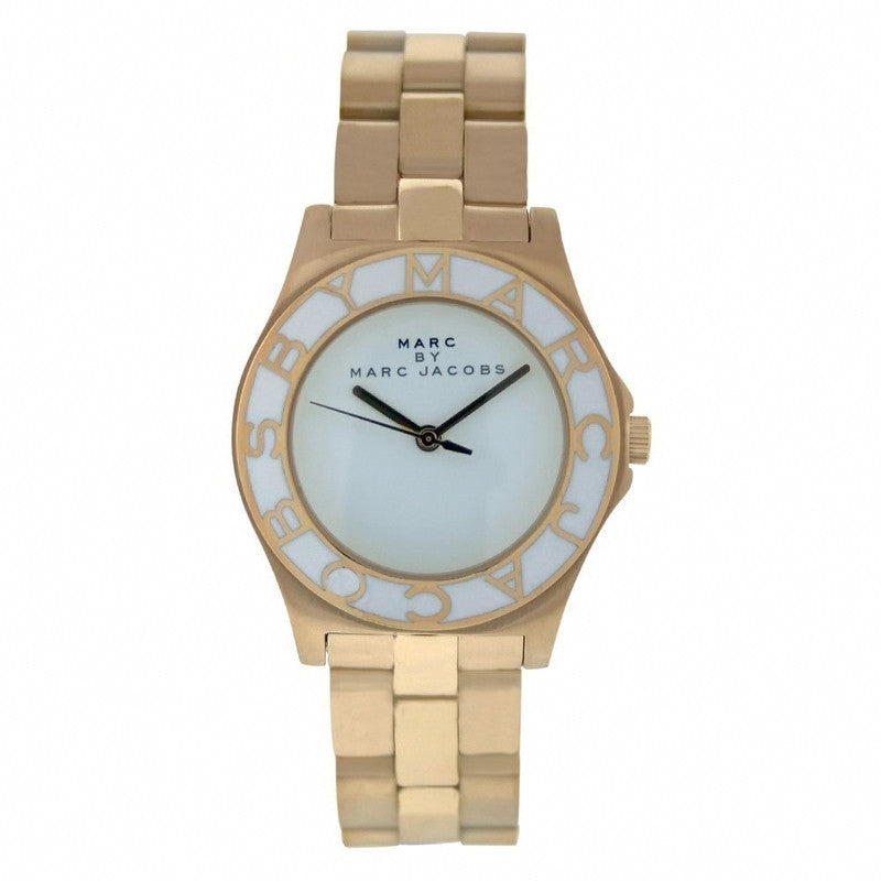 Marc Jacobs Blade White Dial Gold Steel Strap Watch for Women - MBM3050
