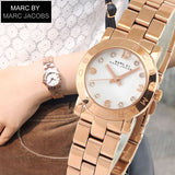 Marc Jacobs Mini Amy White Dial Rose Gold Steel Strap Watch for Women - MBM3078