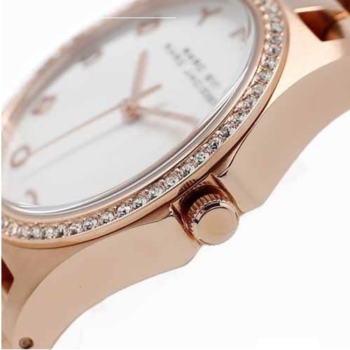 Marc Jacobs Henry Diamonds White Dial Rose Gold Steel Strap Watch for Women - MBM3079