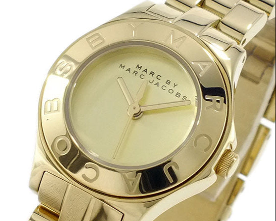 Marc Jacobs Blade Gold Dial Gold Steel Strap Watch for Women - MBM3126