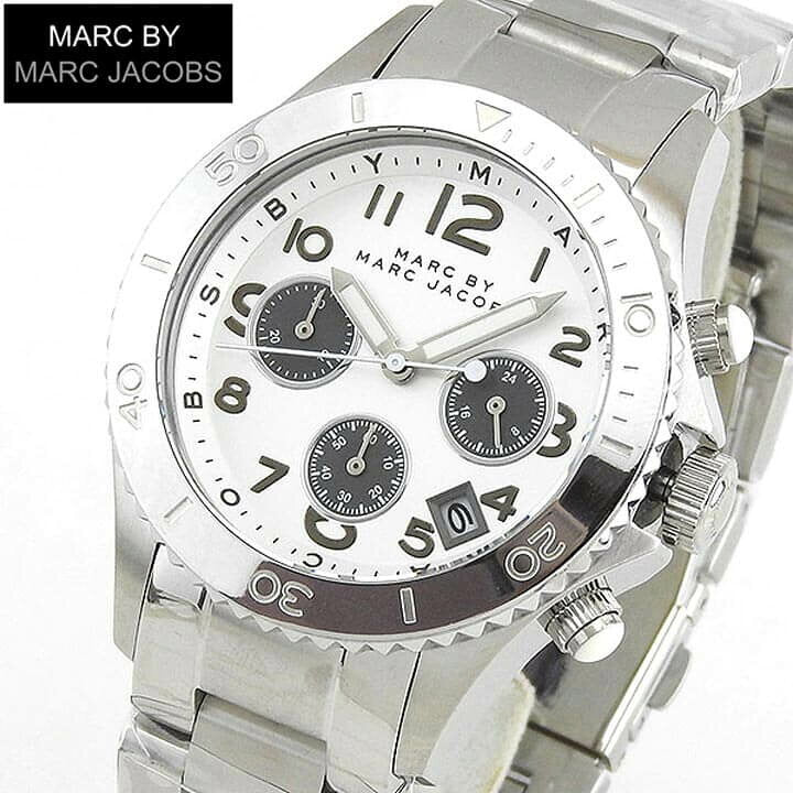 Marc Jacobs Marc Chronograph Silver Dial Silver Steel Strap Watch for Men - MBM3155