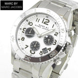 Marc Jacobs Marc Chronograph Silver Dial Silver Steel Strap Watch for Men - MBM3155