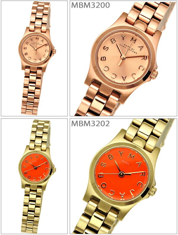 Marc Jacobs Henry Dinky Red Dial Gold Steel Strap Watch for Women - MBM3202