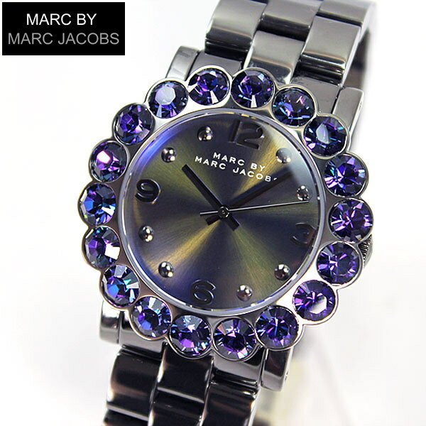 Marc Jacobs Amy Purple Dial Black Steel Strap Watch for Women - MBM3224