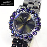 Marc Jacobs Amy Purple Dial Black Steel Strap Watch for Women - MBM3224