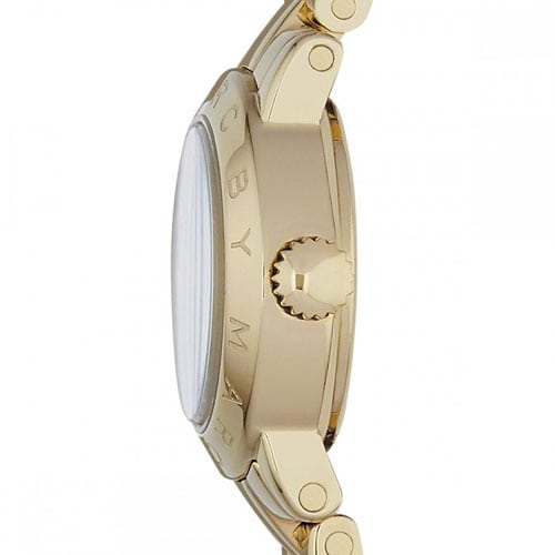 Marc Jacobs Amy Mother of Pearl Black Dial Gold Steel Strap Watch for Women - MBM3275
