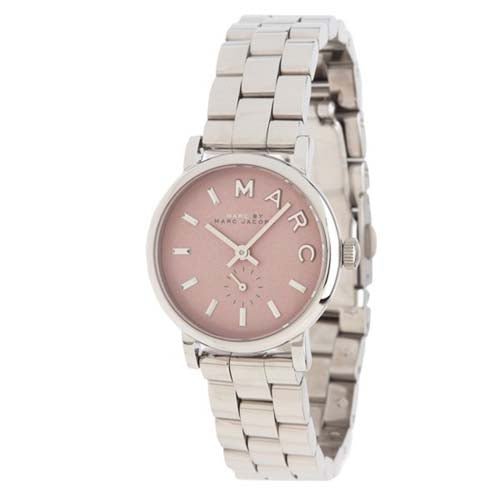 Marc Jacobs Baker Pink Dial Silver Steel Strap Watch for Women - MBM3280