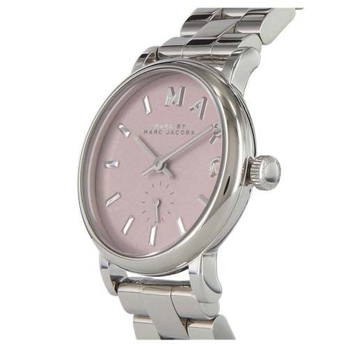Marc Jacobs Baker Pink Dial Silver Steel Strap Watch for Women - MBM3283