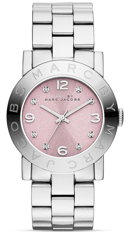 Marc Jacobs Amy Life Pink Dial Silver Steel Strap Watch for Women - MBM3300