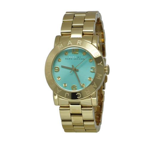 Marc Jacobs Amy Blue Dial Gold Steel Strap Watch for Women - MBM3301