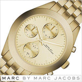 Marc Jacobs Peeker Chronograph Gold Dial Gold Steel Strap Watch for Women - MBM3393