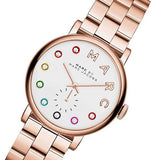 Marc Jacobs Baker Dexter White Dial Rose Gold Steel Strap Watch for Women - MBM3443