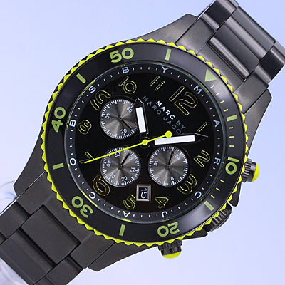 Marc Jacobs Rock Chronograph Black Dial Black Steel Strap Watch for Men - MBM5026
