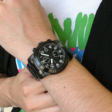 Marc Jacobs Larry Chronograph Black Dial Black Steel Strap Watch for Men - MBM5032