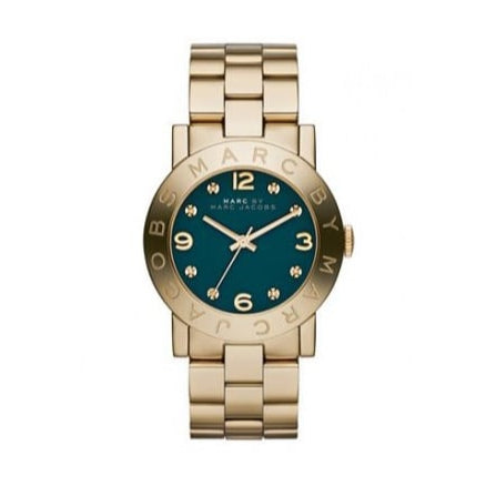 Marc Jacobs Amy Green Dial Gold Steel Strap Watch for Women - MBM8619