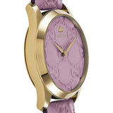 Gucci G Timeless Quartz Lilac Dial Lilac Leather Strap Watch For Women - YA1264098