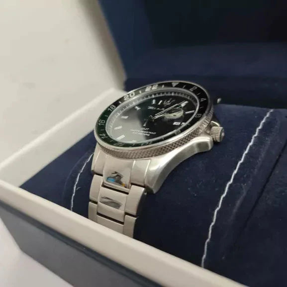 Maserati SFIDA Chronograph Black Dial Silver Steel Strap Watch For Men - R8853140005