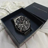Tommy Hilfiger Jordan Chronograph Black Dial Silver Mesh Strap Watch For Men - 1792092
