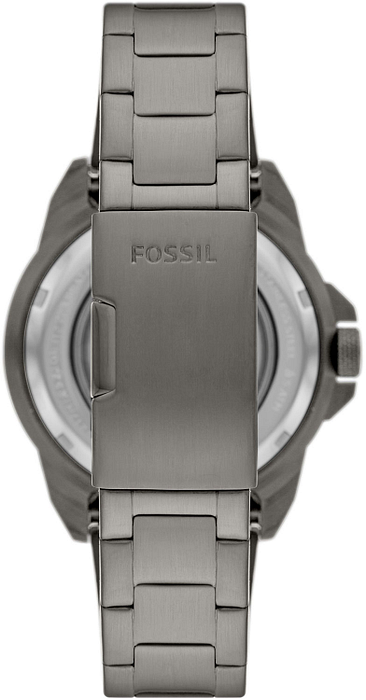Fossil Bronson Automatic Skeleton Black Dial Grey Steel Strap Watch for Men - ME3218