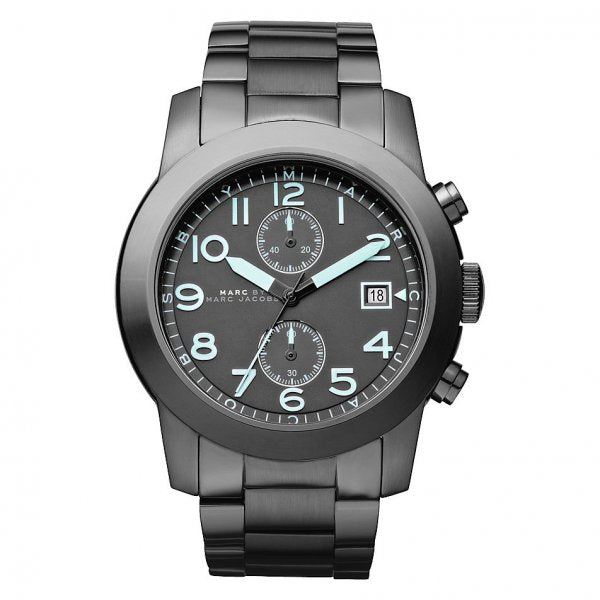 Marc Jacobs Larry Chronograph Black Dial Gunmetal Grey Steel Strap Watch for Men - MBM5031