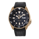 Seiko 5 Sport SKX Automatic Black Dial Black Silicone Strap Watch For Men - SRPD76K1