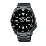 Seiko 5 Sports Automatic Black Dial Black Steel Strap Watch For Men - SRPD65K1