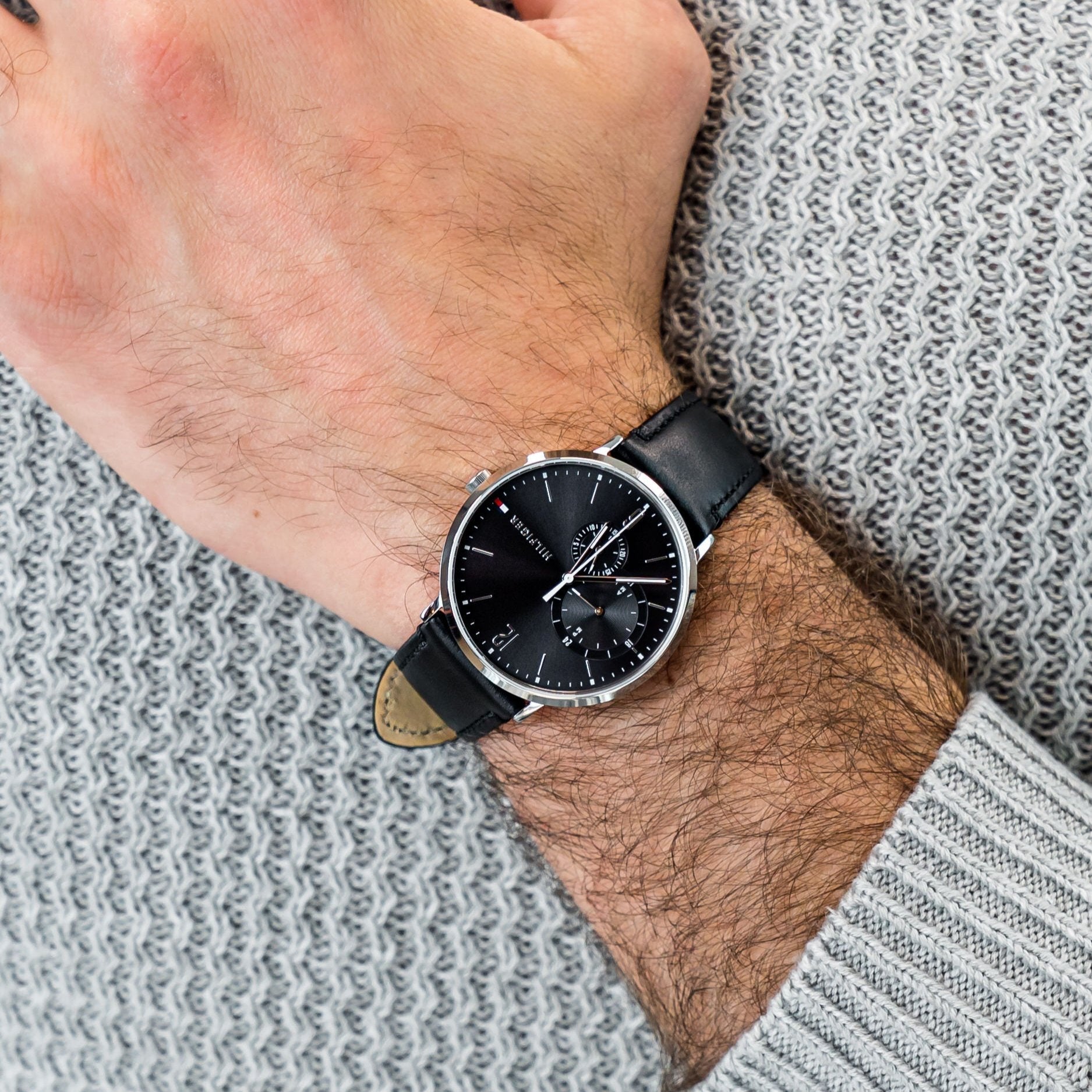 Tommy Hilfiger Brooklyn Black Dial Black Leather Strap Watch for Men - 1791509