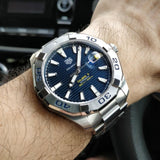 Tag Heuer Aquaracer Calibre 5 Automatic Blue Dial Silver Steel Strap Watch for Men - WAY2012.BA0927