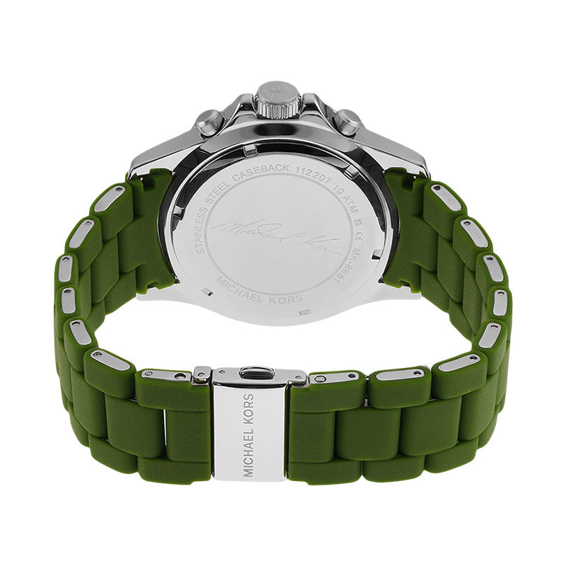 Michael Kors Everest Chronograph Black Dial Green Silicone Strap Watch For Men - MK8981