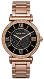 Michael Kors Catlin Black Diamonds Dial Rose Gold Steel Strap Watch for Women - MK3356