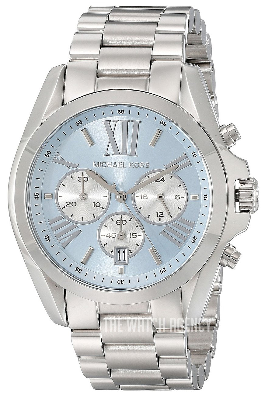 Michael Kors Bradshaw Chronograph Blue Dial Silver Steel Strap Watch For Women - MK6099