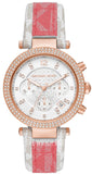 Michael Kors Parker Chronograph White Dial Two Tone Leather Strap Watch For Women - MK6951