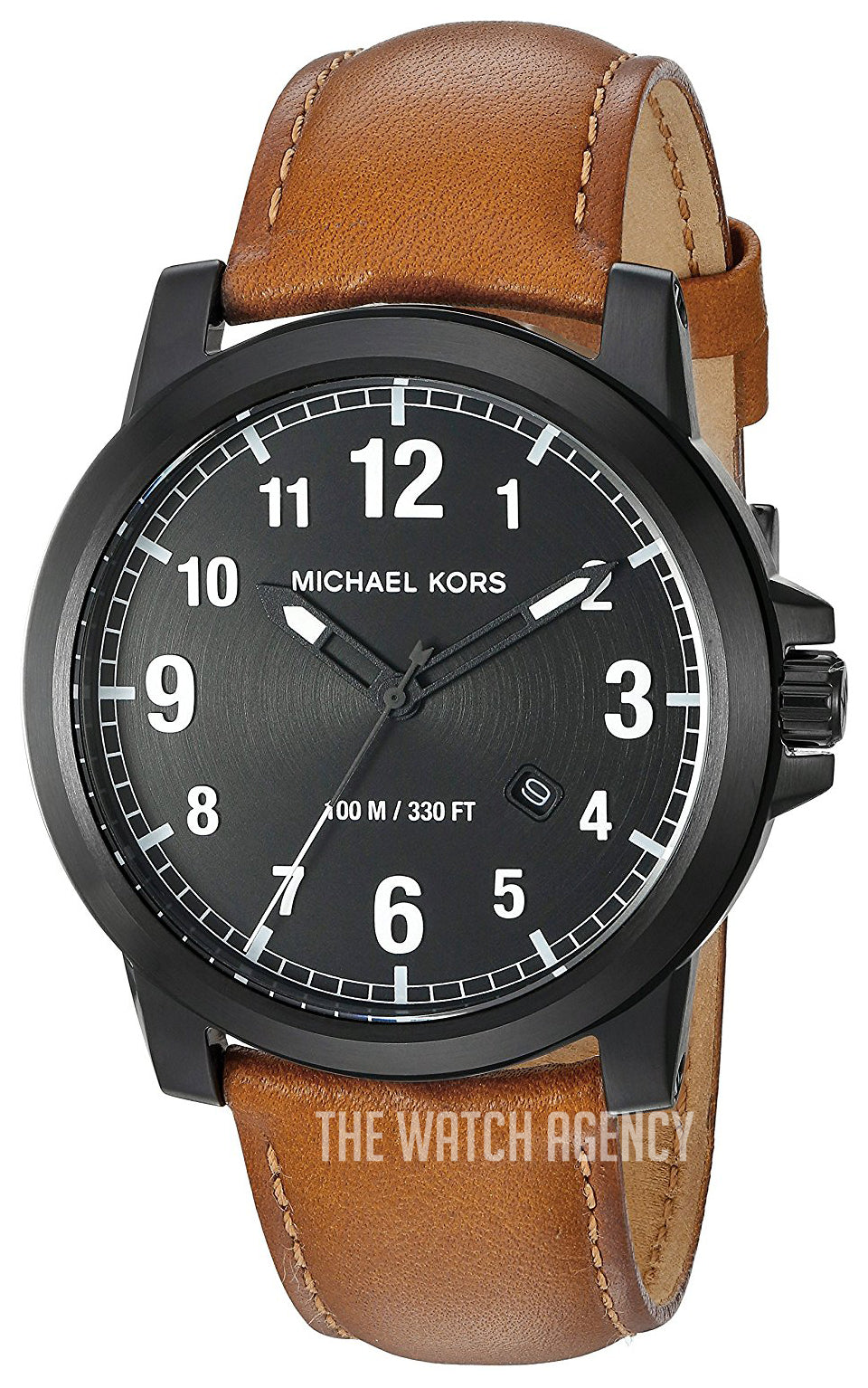 Michael Kors Paxton Analog Black Dial Brown Rubber Strap Watch For Men - MK8502