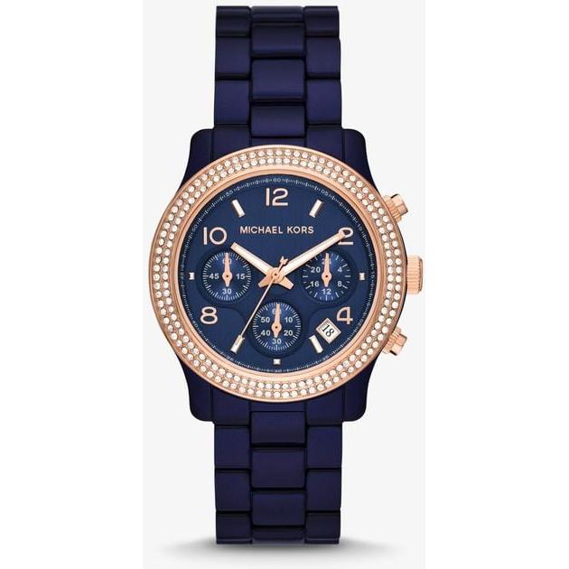Michael Kors Runway Chronograph Blue Dial Blue Steel Strap Watch for Women - MK7423