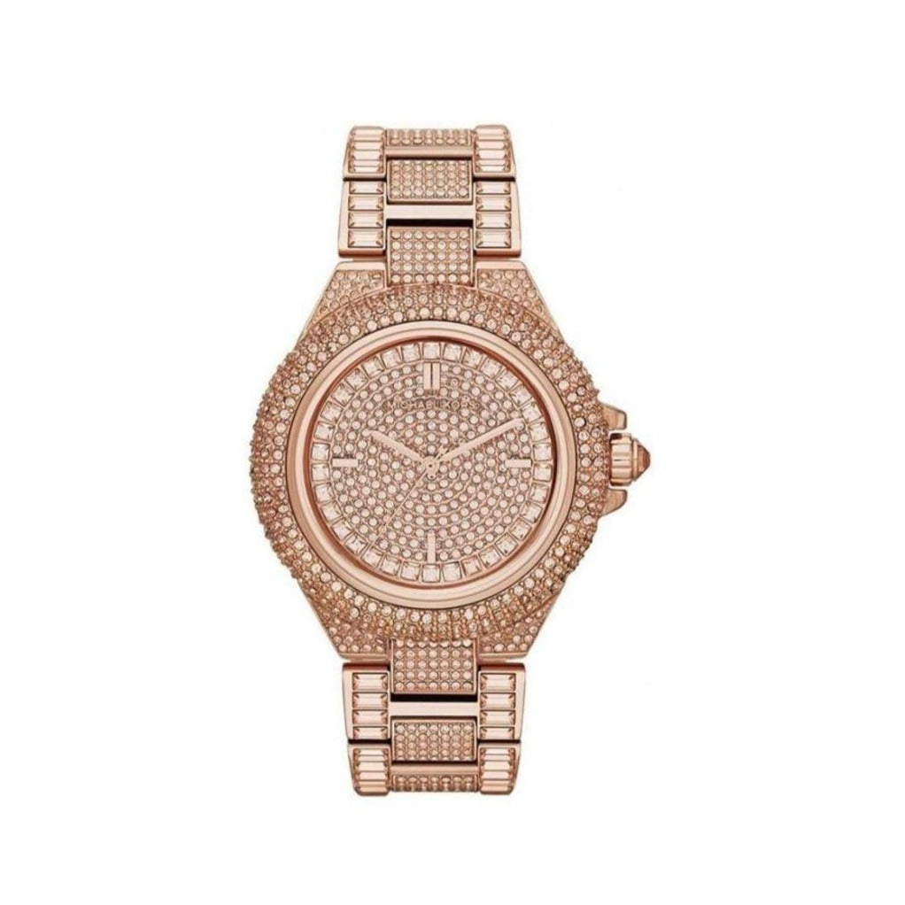 Michael Kors Camille Crystal Rose Gold Dial Rose Gold Steel Strap Watch for Women - MK5862