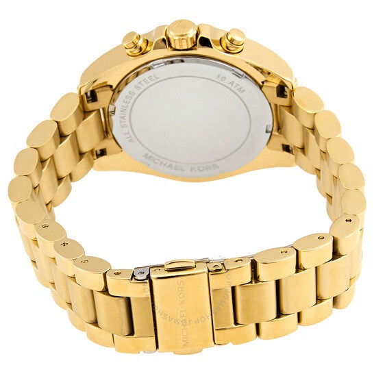 Michael Kors Bradshaw Chronograph Black Dial Gold Steel Strap Watch For Women - MK6959