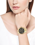 Michael Kors Bradshaw Black Dial Gold Steel Strap Watch for Women - MK5739