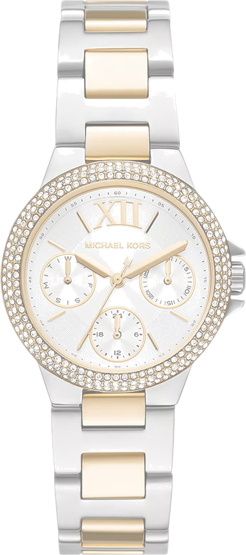 Michael Kors Camille Multifunction Silver Dial Two Tone Steel Strap Watch For Women - MK6982