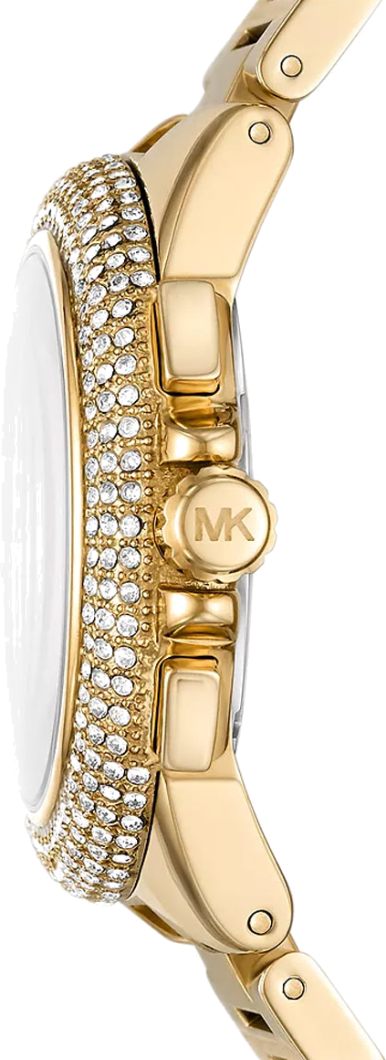 Michael Kors Camille Chronograph White Dial Gold Steel Strap Watch For Women - MK6994